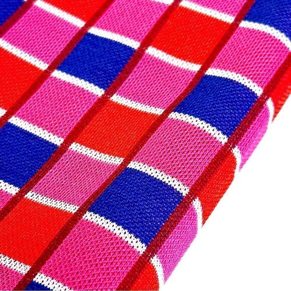 VTG Knit Checkered Bright Retro Fabric EUC! 202 - Picture 3 of 5
